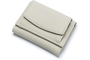 ZhaoCo kleine Geldbörse Damen mit Münzfach Echtleder Geldbeutel Damen Mini Portemonnaie mit RFID Schutz Kreditkartenetui für Frauen Mädchen - Cremefarben