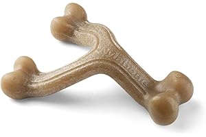 Nylabone Maximum Strength Tough Extreme Gourmet Wishbone zabawka do żucia dla psa, nasycona dodatkowym smakiem bekonu w całej kości, duża, dla psów 0-23 kg, brązowa