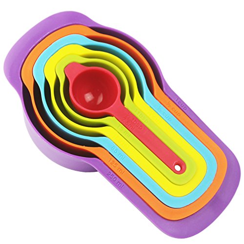 Messlöffel Messbecher Set für Küche Kochen Backen, Kunststoff, 6 Stück