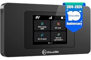 GlocalMe U3X 4G Módem Dual Hotspot móvil Dispositivo WiFi inalámbrico para el hogar o Viajes en más de 140 países, selección automática de Red Local Inteligente, MIFI de Bolsillo, SIM-Free (Negro)