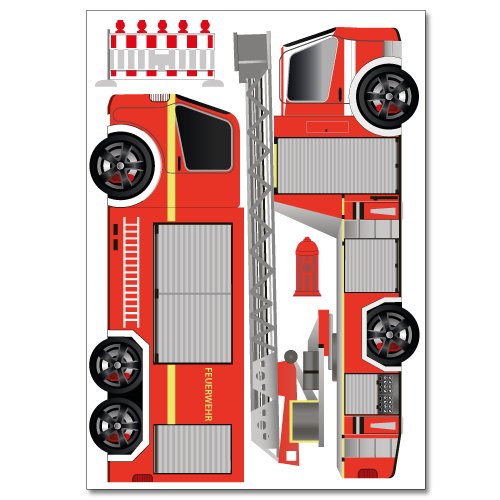 Wandkings Einsatzfahrzeuge Wandsticker Set, 29 Aufkleber, 2 DIN A4 Bögen, Gesamtfläche 60 x 20 cm - 3