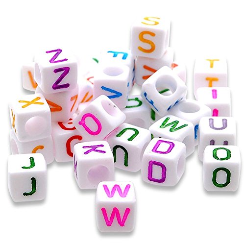 TOAOB 300pcs 6 mm perlas carta alfabeto de A a Z cubos color blanco 6 mm Creación de pulseras collares joyas para niños
