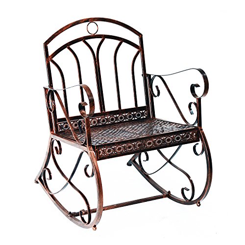 Outsunny® Schaukelstuhl Schaukelsessel Schwingsessel Gartenstuhl Relaxstuhl Sessel Metall