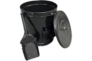 Elex® 18 litres, Ash Bin with Lid,With Shovel Metal Bucket for Firewood Storage, Decorative,Cooling and Transporting Hot Glut