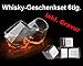 Produktbild Whiskyset Diamond 6tlg. mit Gravur "Wunschtext" ** 2 Whiskygläser (Marke: Thumbs Up) + 4 Whiskysteine mit Wunschgravur (Marke: vacu vin)