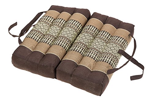 Cojín plegable de algodón (40x40 cm, cojín con relleno de kapok), marrón