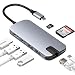 Produktbild QacQoc USB C Hub Adapter mit 3 USB 3.0 Ports, SD&Micro SD-Kartenleser, USB C Ladeanschluss, Ethernet-Anschluss, HDMI Port geeignet für MacBook/Pro, Google Chromebook usw.(Schwarz)