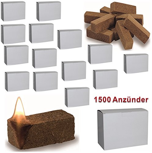Preisvergleich Produktbild 1500 St. Bio Anzünder Grillanzünder Kaminanzünder Ofenanzünder Holzfaser und Wachs