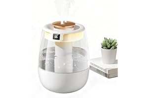 RNPKZ Humidifier for Bedroom, 1.35L Cool Mist Humidifiers with UV Sterilizer & Digital Display, Quiet Air Humidifier with 3 Modes, 360° Rotation Nozzle, Waterless Auto-Off for Home Baby Office