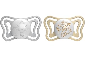 Chicco PhysioForma Light Chupete 6-16 Meses, Chupetes Recién Nacido con Pezón Suave de Silicona, Ayuda a la Respiración Fisiológica y Favorece Desarrollo Correcto de la Boca, Brilla en la noche, 2 pz