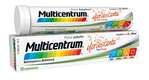 Multicentrum Adulto Complemento Alimenticio con 13 Vitaminas, 11 Minerales y Único Con Luteína, Con Vitamina B1, Vitamina B6, Vitamina B12, Hierro, Vitamina D, Vitamina C, 20 Comprimidos Efervescentes