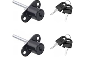 ZHIQIN 2 PCS Cerradura para Cajón Cerradura Cilindro con 2 llaves para Buzón Archivo Armario Oficina Escritorio de Ordenador （Negro）