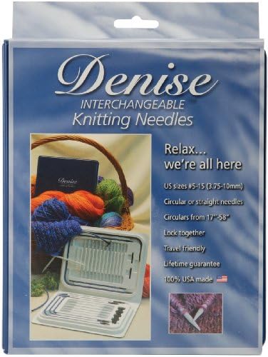 Denise Needles Interchangeable Knitting Kit-Blue W/Gray Needles, Set