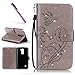 Produktbild LG Stylus 2 Hülle,Flip Case für LG Stylus 2 LS775,LG G Stylo 2 Hülle Wallet,LG Stylus 2 Hülle Leder,EMAXELERS LG Stylus 2 Hülle Bling Kristall Glitzer Schmetterling Muster PU Leder Brieftasche Hülle Schutzhülle Tasche Ledertasche Kartenfach Flip Cover Wallet Case für LG Stylus 2 LS775/LG G Stylo 2 K520,Gray Butterfly with Diamond