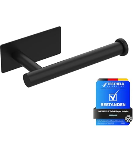 Porte-serviettes 2 Barres Sans Perçage Mooche 33cm - En Acier Inoxydable Noir, Fixation Adhésive Ou Vis