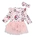 Produktbild 2/Set Baby Mädchen Blume gedruckt lange Ärmel Gaze Kleid Kopfband (100 cm)