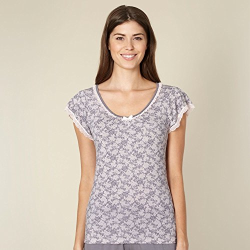 Lounge & Sleep Womens Pink Rose Pixel Print Pyjama Top 14
