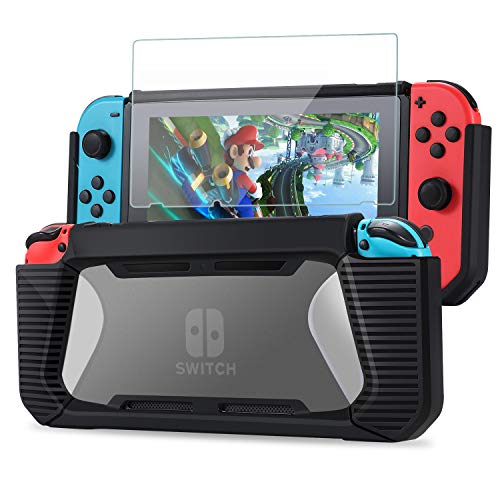 Tasikar Hlle Kompatibel mit Nintendo Switch Enhanced Griff Gummierte Schutzhlle mit Gehrtetes Glas Schutzfolie (Schwarz - Transparente) Tasikar Hlle Kompatibel mit Nintendo Switch Enhanced Griff Gummierte Schutzhlle mit Gehrtetes Glas Schutzfolie (Schwarz - Transparente)