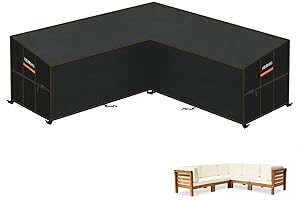 HEIMUNI Pokrowiec Ochronny na Meble w Kształcie Litery V, Pokrowiec na Sofę Narożną, Wodoszczelny w Kształcie Litery L Pokrowiec Ochronny na Meble Ogrodowe, 237 x 237 x 100 x 80/65 cm