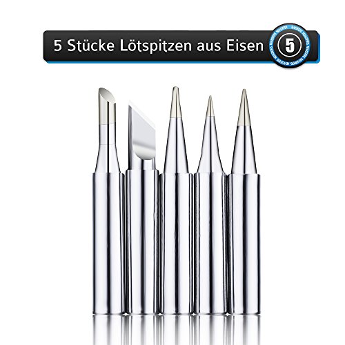 Lötkolben Kit, OMorc 60W 220V Lötset mit Einstellbarer Temperatur 200-450°C, 5 PCs Unterschiedliche Lötspitzen Entlötpumpe Lötzinn Ständer Pinzetten für Verschiedentlich Repariert Nutzung - 4