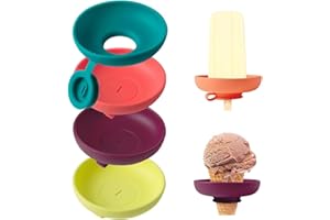 NHPY 4 Pièces Support cornet de glace,Support À Glace En Silicone, Receveur D'égouttement De Support De Sucette Glacée, Support De Cornet De Rame De Glace Pour enfa-nts