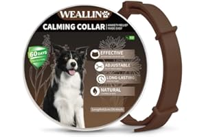 WEALLIN Collare Calmante per Cani, Anti-Ansia Collare Calmo per Cani Regolabili e Impermeabile, Naturale Feromoni 60 Giorni Collare Calmante per Cuccioli Cani di Grossa Taglia(1pz, Marrone