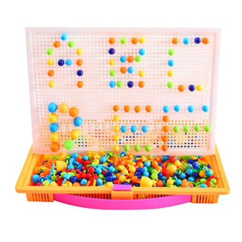 Preisvergleich Produktbild Eizur 296 Stecker Pilz Nagel Kombination Steckspiel Jigsaw Puzzles Plastikflashboard Pädagogische Puzzle-Spiel Spielzeug inklusiv in drei verschiedenen Größen