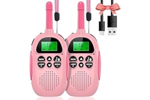 ULEWAY Walkie Talkie Niños Recargable, Walkie-Talkie con LCD Pantalla VOX, Larga Distancia 3KM, Navidad Cumpleaños Regalos para Niños o Niñas - Rosa+Rosa