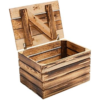 Holzkiste mit Deckel groß geflammt 85x55x46cm: Amazon.de: Küche & Haushalt