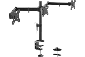 HUANUO Support 3 Ecran PC, Bras pour 3 Moniteurs de 13-24", Triple Ecran, 10KG Chaque, Facile à Installer, Réglable en Hauteur, 2 Options de Montage, VESA 75/100 mm