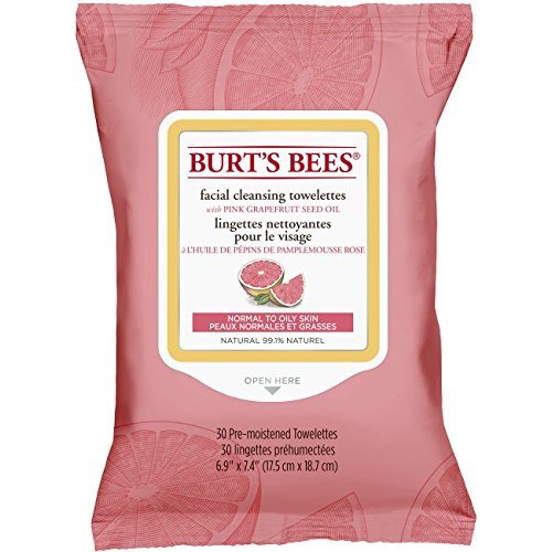 Burt's Bees Facial Cleansing Towelettes, Pink Grapefruit, 30-Count