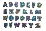 das komplette Alphabet und auch die Zahlen 0-9 sind erhältlich