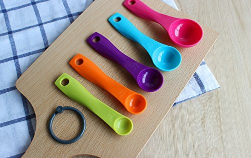 Nikgic Messlöffel Set Bunte Kunststoff Messlöffel Set für Backen Küche 5 Stück - 6