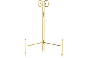 HOPEME Plate Stand 6 Inch 1-Pack, Gold Easel Display Stand for Table, Display Holder for Picture, Photo Frame, Decorative Plate, Dish and Wedding Easel