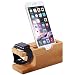 Produktbild myfei natürliches Bambus Holz Apple Watch Ständer, Holz Charging Dock Station Halterung Cradle Ständer Handy Halterung für Apple Watch, iPhone