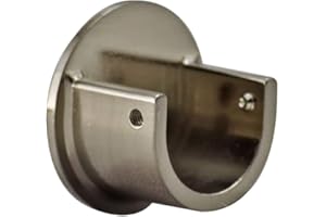 Your Home Online Metal 19mm & 28mm Curtain Pole Recess Wall Bracket Black Chrome Brass Copper (Brushed Chrome, 28mm Quantity 2)