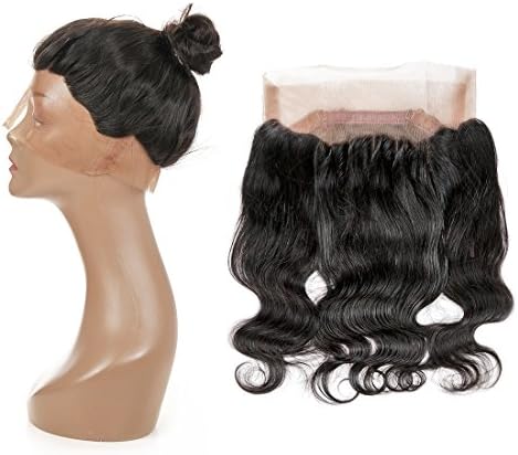 DRESSMAKER Pre Plucked 360 Lace Frontal Closure with Baby Hair Brazilian Virgin Remy Hair Body Wave 3 Part Swiss Lace Closure Bleached Knots Natural Hairline 130% Density Natural Color (12", 360 Body)