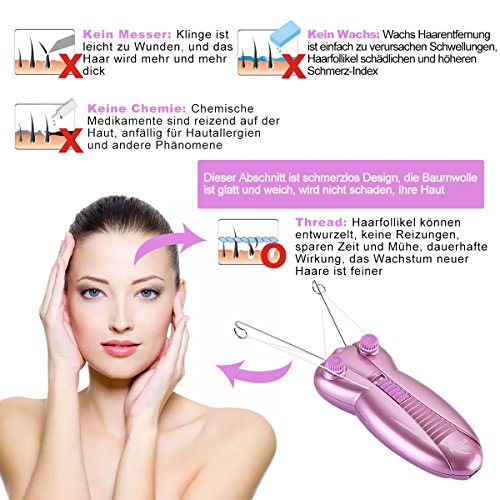 WAYCOM Damen Gesichts-Haar-Entferner Elektrische Frauen-Schönheit Epilierer Gesichts-Threading Haarentfernung Rasierer Gesicht Massager Pull Faces Delicate Device Depilation - 5