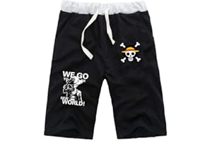 WANHONGYUE Anime One Piece Luffy Shorts Sport Homme Pantalon Court de Jogging Cosplay Bas de Survêtement Sweatpants