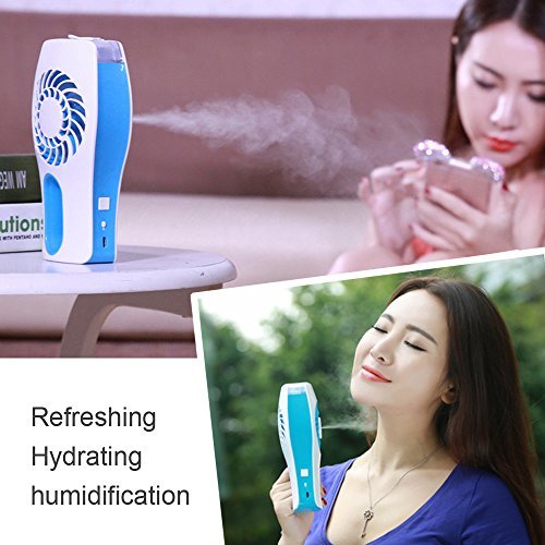 Mini USB Ventilator, Vitutech Ventilator Luftbefeuchter Mini Standventilator mit Kühlung /USB wiederaufladbare Ventilator ini Ventilator für Reisen und Heiße Sommeraußen (Blau) - 6