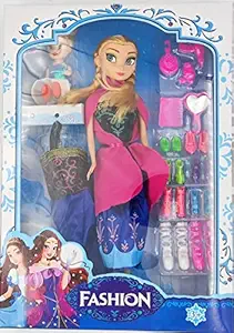 ARTLABEL Beautiful Stylish Ice Queen Fashion Doll with Dresses Makeup and Cute Doll Accessories, Style Wardrobe Doll House toy Set for Girls, Doll Toy for Kids Girls and Boys Dolls (Above Age 3+)(Ana doll)