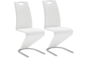 Robas Lund Chaises Salle à Manger Lot de 2 Chaises pied luge weiß, Chaise Salle à Manger Amado, Blanc, 62 x 45 x 102 cm