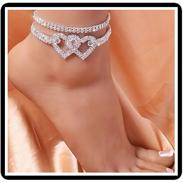 Bracelet De Cheville Élastique Kucheed Avec Cristaux - Bijou Pied Brillant Pour Femme, Cadeau Élégant