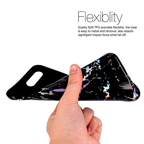 JIAXIUFEN iPhone 7 Plus Funda  Funda de Silicona Suave Case Cover Protecci  n C  scara Soft Gel TPU Carcasa Funda para Apple iPhone 7 Plus iPhone 8 Plus - Shiny Change Color Black M  rmol Dise  o