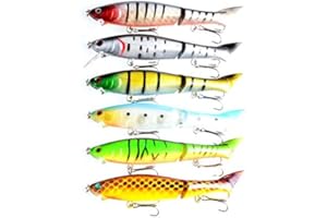 LENPABY 6 pcs Multi Jointed Minnow Dur leurres de pêche Swimbaits Section Basse Truite Pêche en mer appâts pêche Pesca plaquages ​​12cm / 4.72"/13.5g