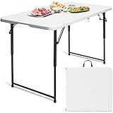 RELAX4LIFE Klapptisch mit Tragegriff, Falttisch, Campingtisch kalppbar, Gartentisch belastbar bis 150 kg, Koffertisch Biertis