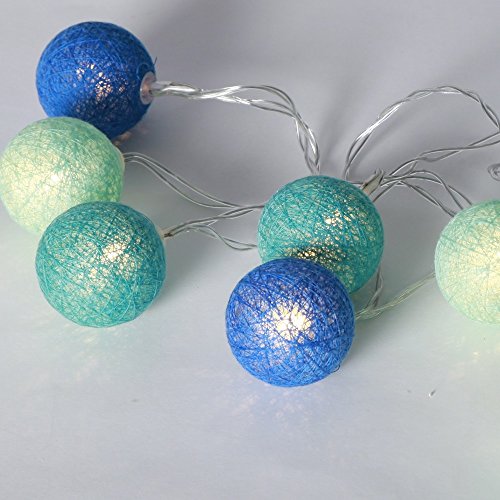 LED Lichterkette 'Cotton Balls' 10 Lichter mit Batteriebetrieb & Timer , Auswahl:blau