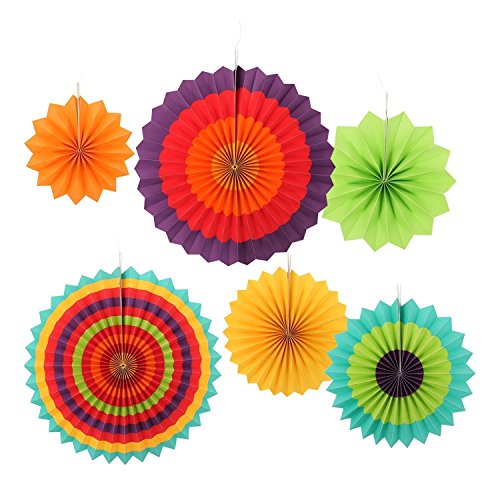 Ohuhu® Deko-Fächer, farbenfrohen Papierfächer, bunt Papier Fächer, Papier Fächer Deko, Paper Fan für Hause, Party, Hochzeit, Geburtstag