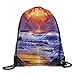 Produktbild gthytjhv Seal Pups Stylish Rucksack mit Kordelzug Gym Sackpack for Men Women School Travel Bag Sunset Mountain Wave Scene Lightweight Unique 16.9x14.2