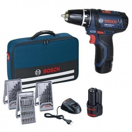 Bosch Akkubohrschrauber-Set GSR 10,8-2-LI 10,8V 39-teiliges Zubehörset, 2x Akku (1,5 Ah)